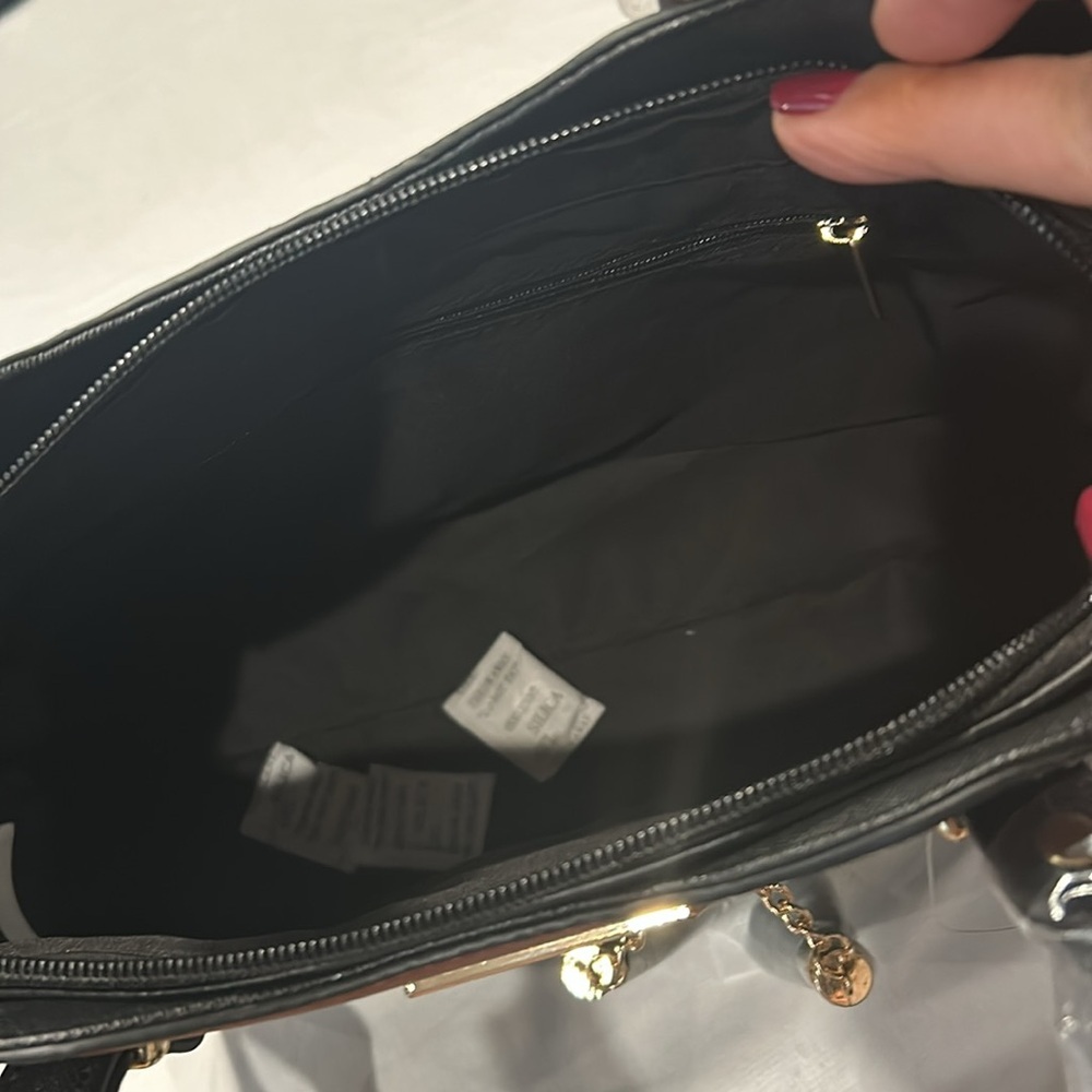 Beverly Hills Polo Club Shoulder bag Brown Black Faux Zip Front with Tassels New - Picture 5 of 8